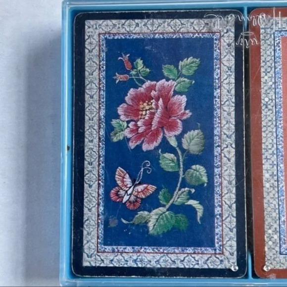 Hallmark Playing Cards Floral Bird Butterfly Complete 2 Sets Of Cards Oriental - Picture 2 of 7